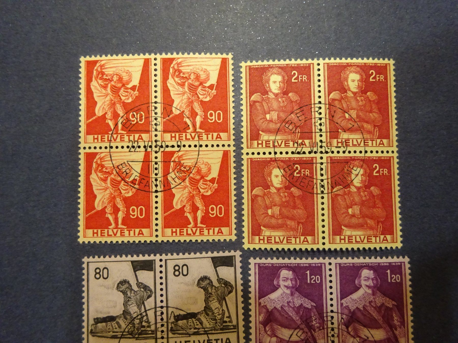 Tutti i francobolli: 1958 - 1959  4er Block mit Zentrumstempel – Usato da Appenzell-Steinegg venduto da adi1975 4