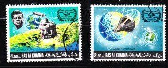 Tutti i francobolli: série 2 timbres - UAE  - Ras al Khaima - 1969 - Obl. – Usato da Blonay venduto da Leglaude_01