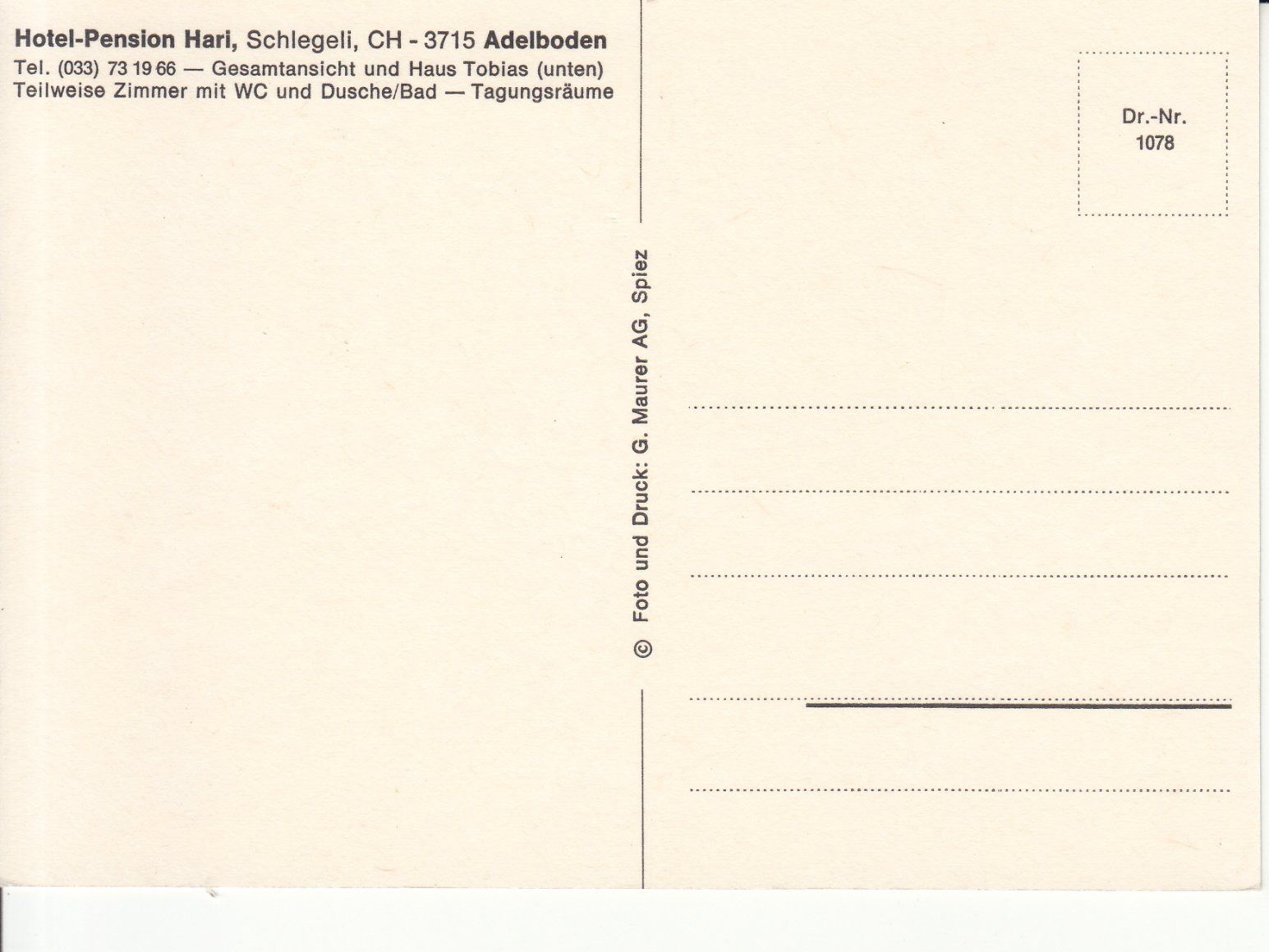 Cartoline postali: Adelboden Hari, ca. 1970 – Usato da Bürglen TG venduto da StampGraf 1