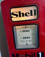 Schweizer Zapfsäule Tanksäule Shell/Mobil - Garagenfund 1954