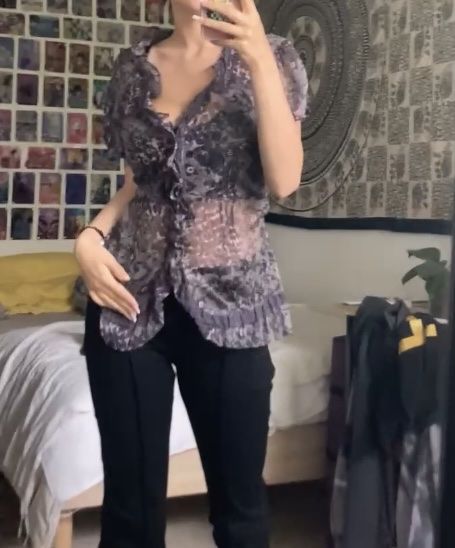 Chemise En Jean Femme Brodée Fleurs - Style Vintage Y2K - Coupe Ajustée - Boutonné