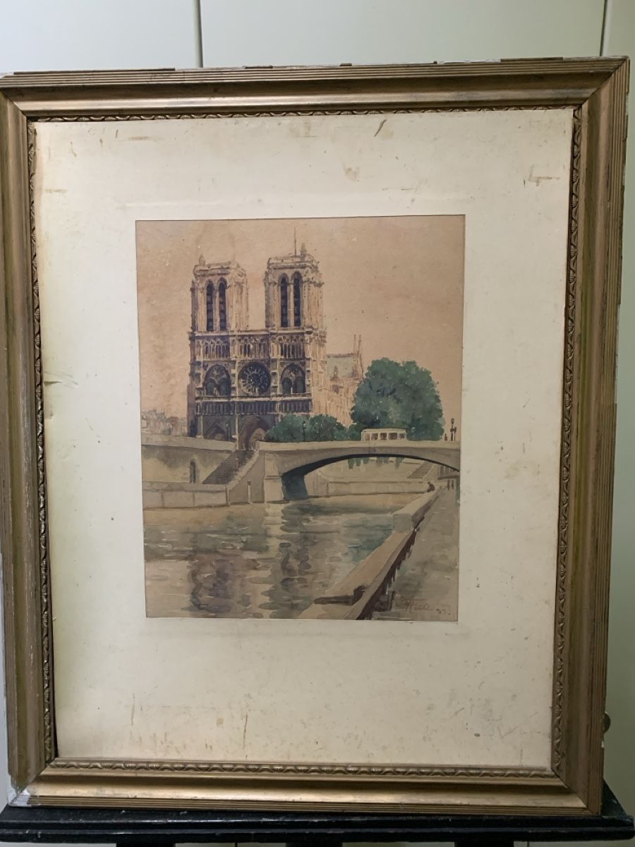Dipinti: Notre Dame traumhaftes Aquarell – Usato da Wolfhalden venduto da SecondAntique 2