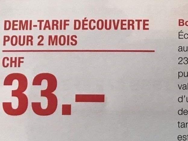 Bon demi-tarif CFF/schnupper halbtax sbb (Gebraucht) in Aigle für CHF 6 ...