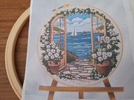 Sommerliche Stickerei "Blick aufs Meer"