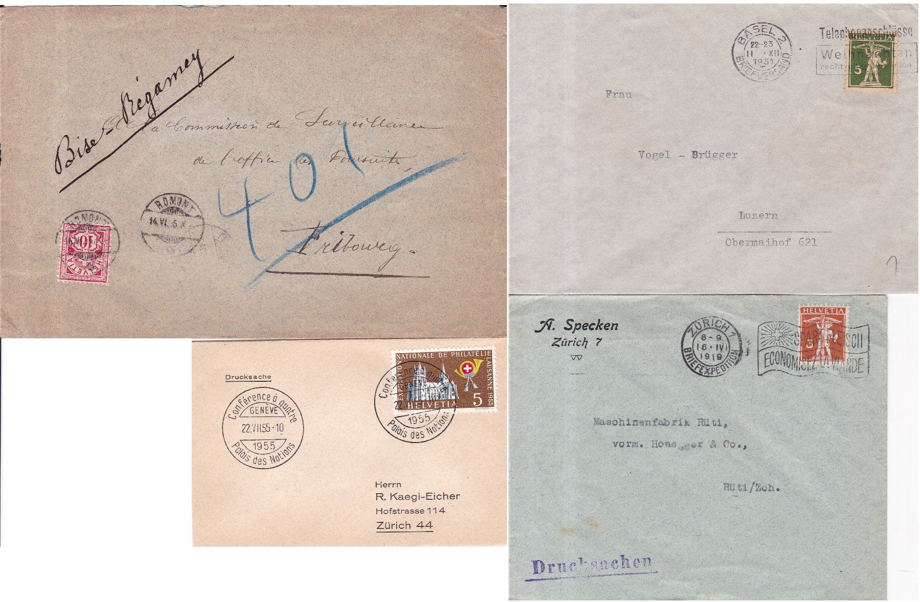 Alle Briefmarken: 40 Stk. Alte CH Briefe, Böglis, Belege – Gebraucht aus Münchwilen AG von Nesar 7