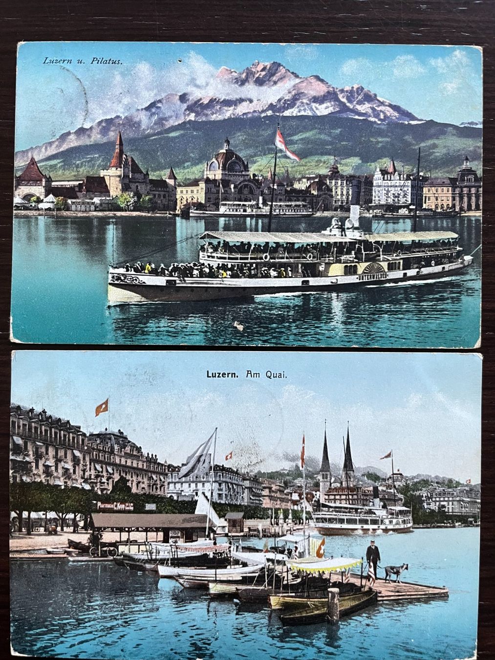 Cartoline postali: LUZERN Ansichten mit Dampfschiff, 4 Ansichtskarten – Usato da Wald ZH venduto da TLILEF 1