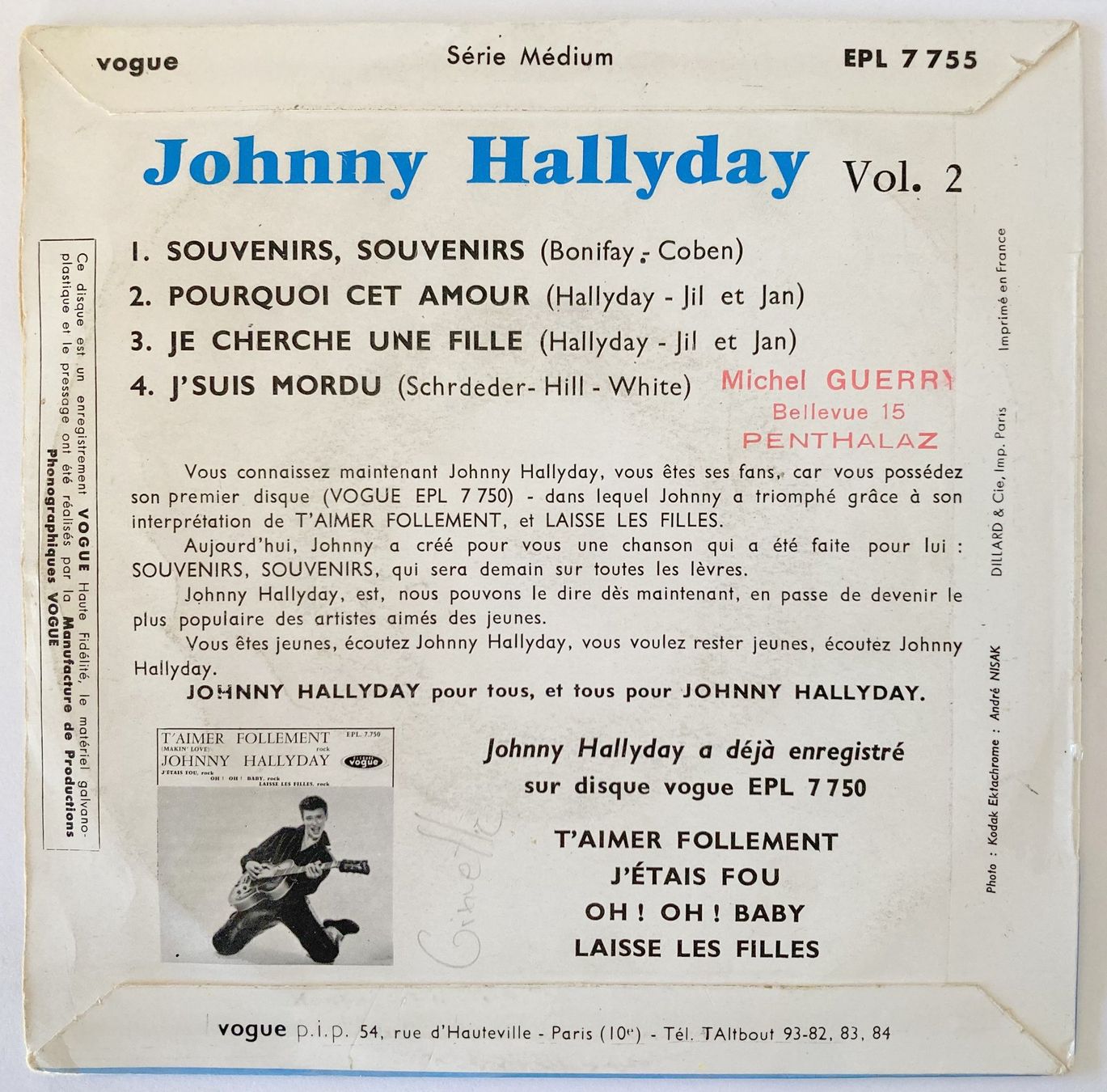 Schallplatten: JOHNNY HALLYDAY - SOUVENIRS, SOUVENIRS – Gebraucht aus Bottens von hotter-than-hell 1
