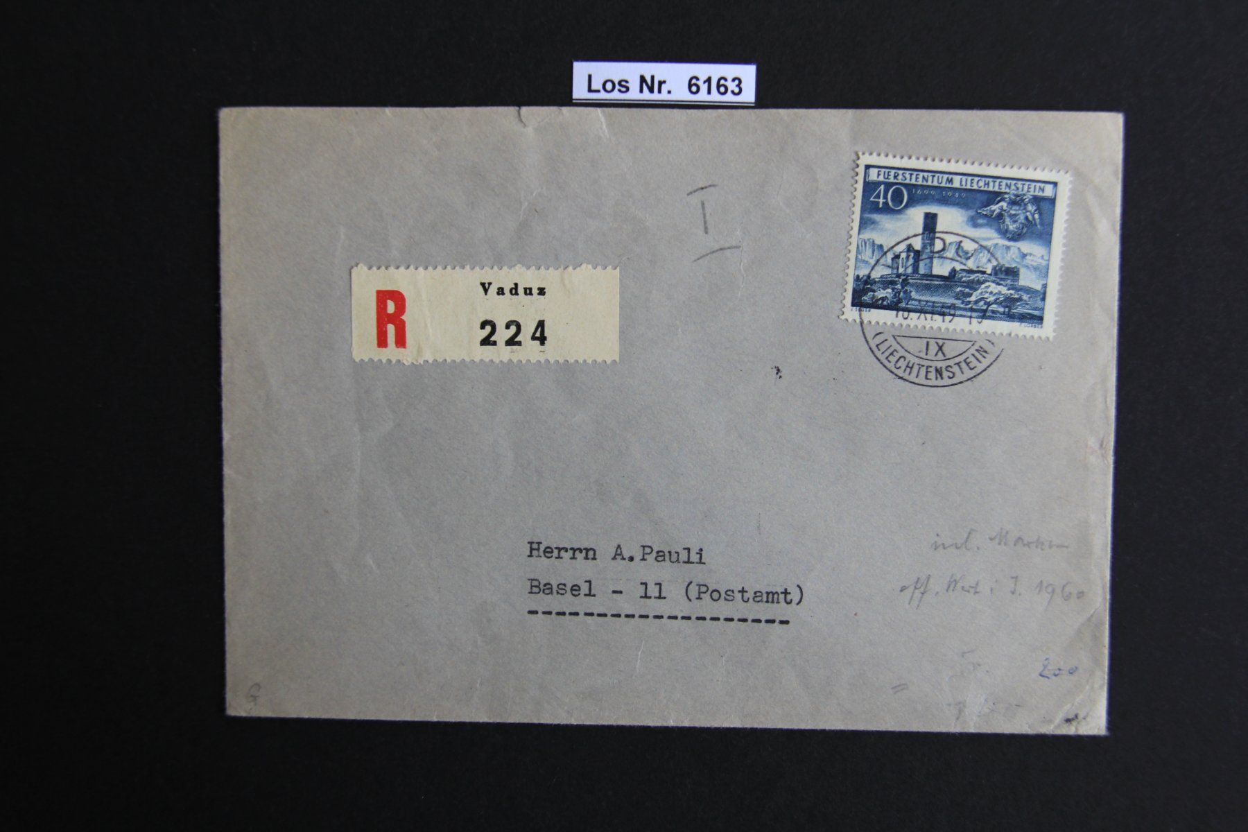 Tutti i francobolli: FL Brief 1949                                       Los 6163 – Usato da Volken venduto da jukon65