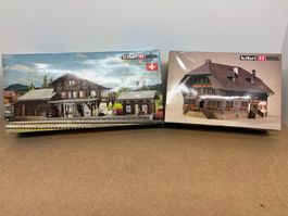 2er Set Kibri H0 Bausatz 9506 Bahnhof und 8056 Landgasthof