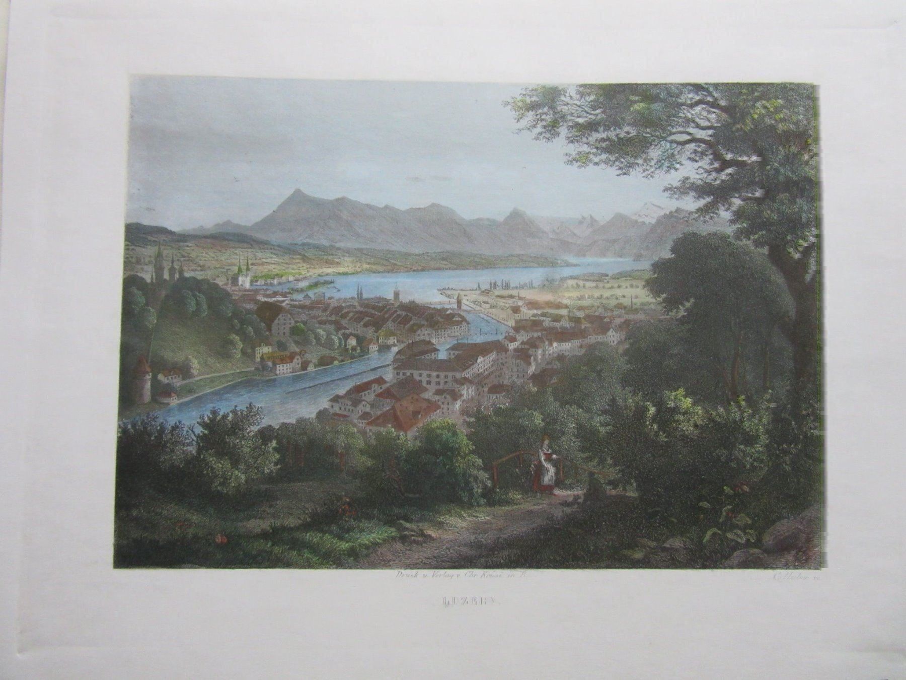 Stiche: LUZERN STAHLSTICH KOLORIERT – Gebraucht aus Gersau von grafik-kunst 1