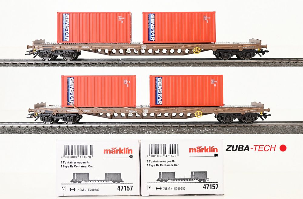 Märklin 2x 47157 Containerwagen der DSB H0 WS mit OVP (Neu (gemäss ...