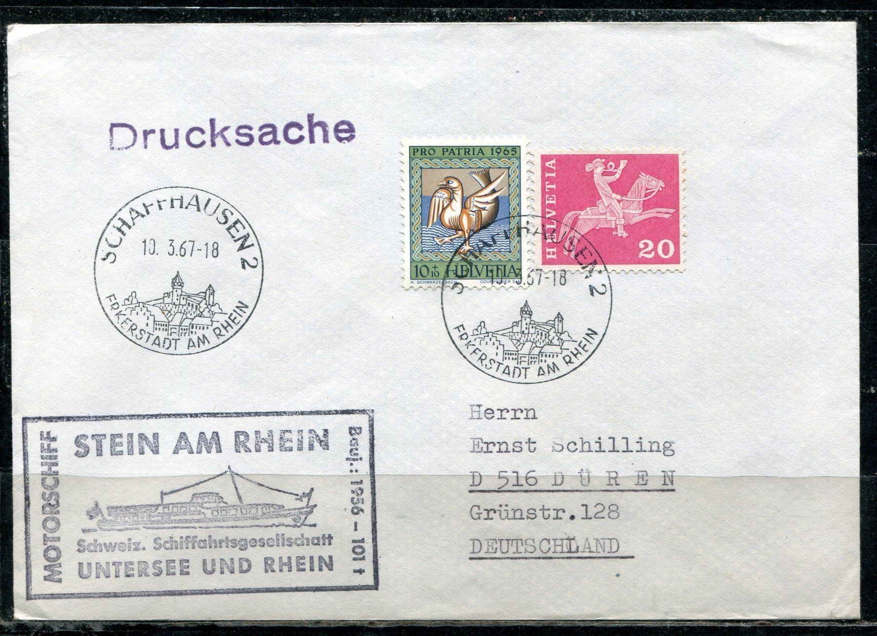 Tutti i francobolli: Schaffhausen 2   10.3.67  Schiffsstempel – Usato da Aarau venduto da kufi44