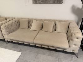 2x 3er Sofa + Sessel in Beige  Bezüge waschbar