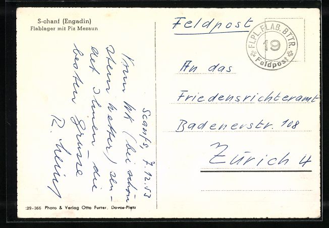 Cartoline postali: S-chanf /Engadin, Flablager mit Piz Meza – Usato da Berlin venduto da bartko-reher 1