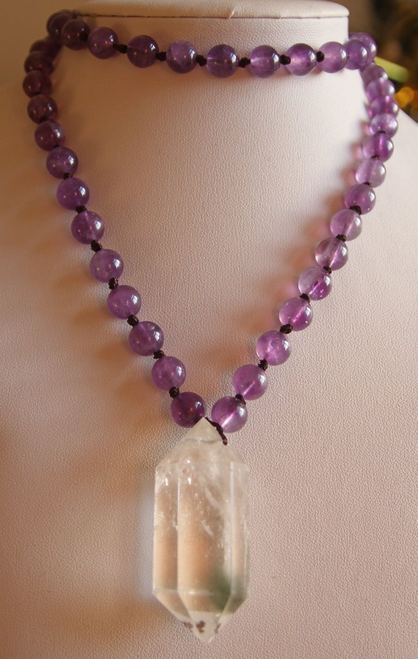 Ketten: Neu: Mega Bergkristall Amethyst Kette Collier 68 cm lang – Neu (gemäss Beschreibung) aus Matten b. Interl von EdelsteineInterlaken 1