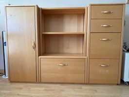 Regal mit Schubladen und Tür Holzoptik gebraucht Zustand