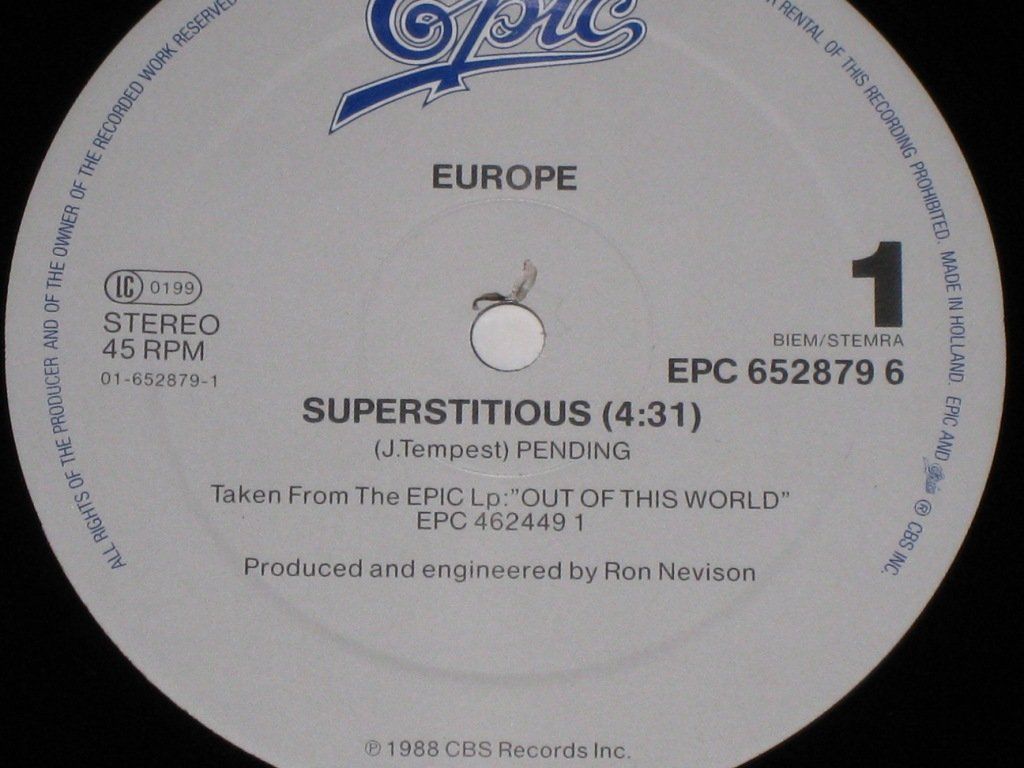 Schallplatten: MAXI - EUROPE - SUPERSTITIOUS – Gebraucht aus Steckborn von Quo7 1
