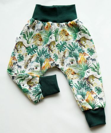 Sommer Pumphose aus Musselin - Dschungel-Tiere 74/80 - NEU
