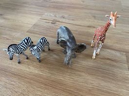 SCHLEICH Zebra, Elefant, Giraffe
