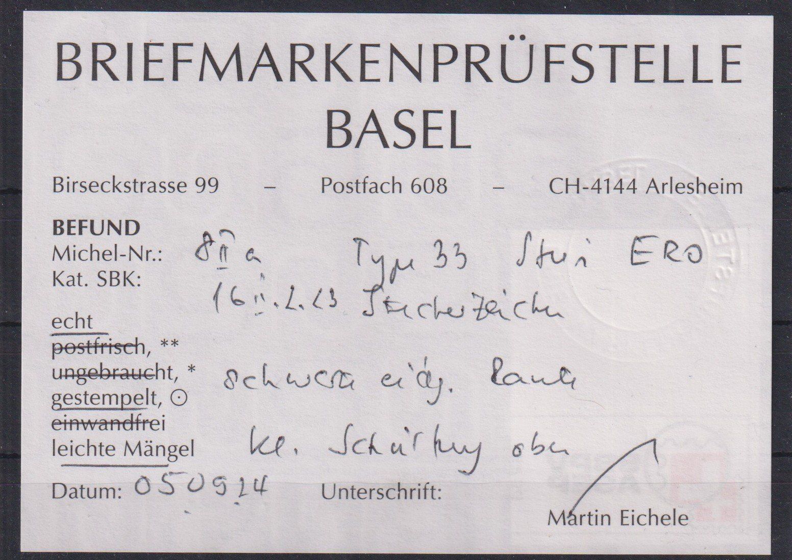 Tutti i francobolli: TOP Rayon 16II.2.23 E-RO, T33, STECHERZEICHEN, Befund++++++ – Usato da Samnaun-Compatsch venduto da Muckimu 1