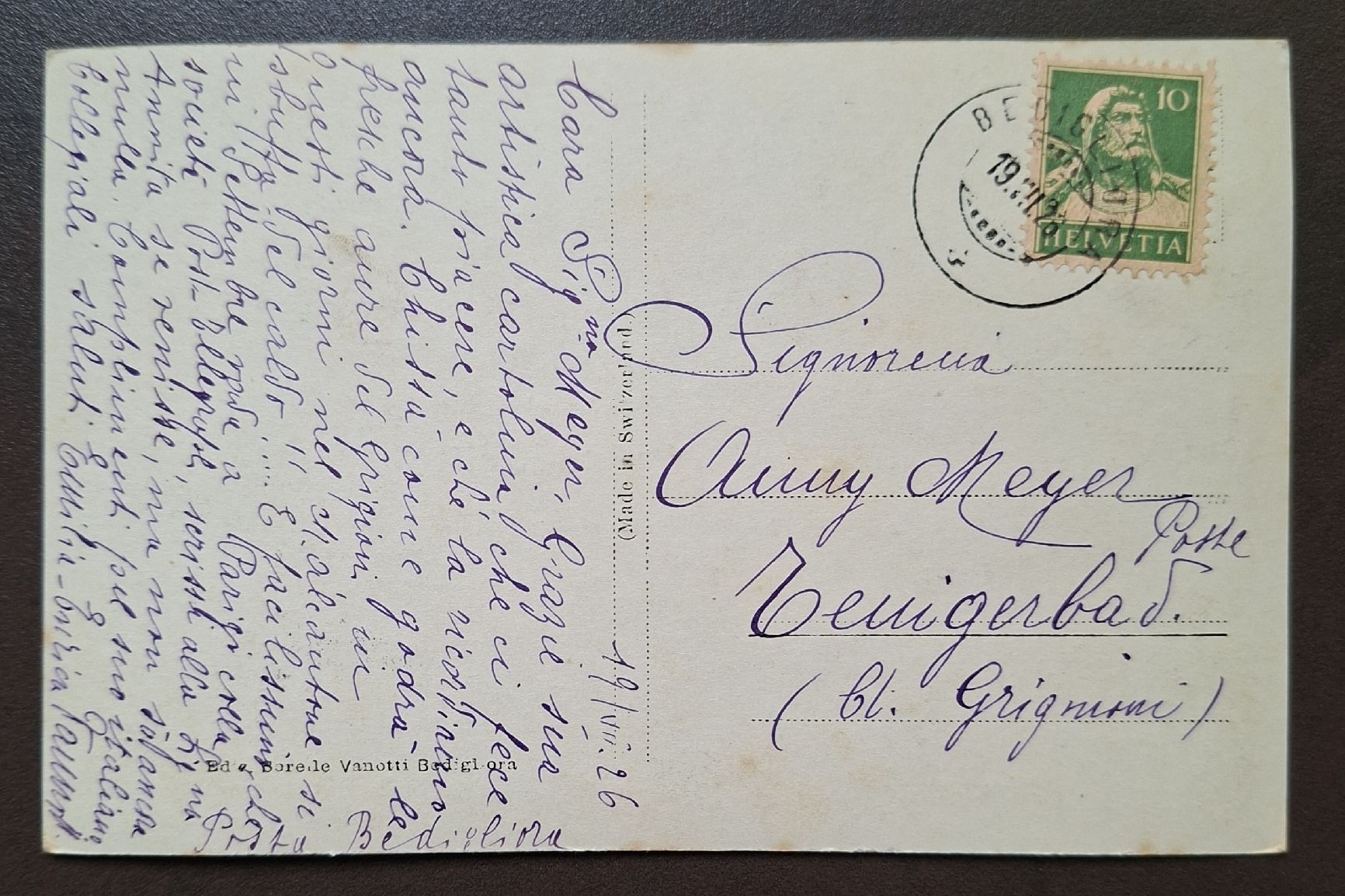 Cartes postales: Alte Ansichtskarte Bedigliora  1926 – D'occasion à Siebnen par Leissav 1