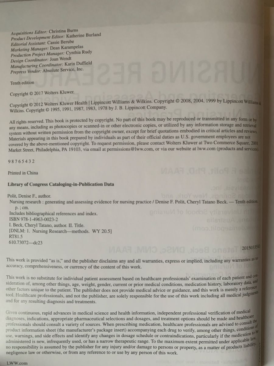 Libri: Nursing Research, Generating and Assessing Evidence – Usato da Arconciel venduto da cam_5lfx 1