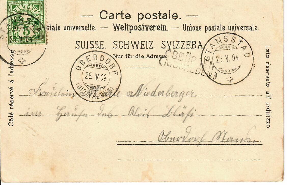 Cartoline postali: Bürgenstock - Stabstempel Obbürgen 1904 – Usato da Hochdorf venduto da Ziegel-16 1