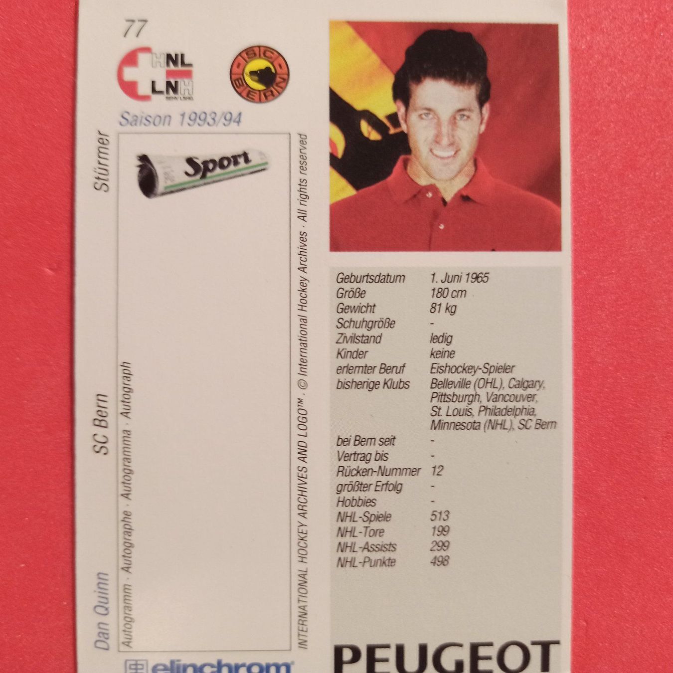 Sammelbilder & Trading cards: Dan Quinn - SCB - 1993/94 – Gebraucht aus Dübendorf von kb86_MOVIE 1