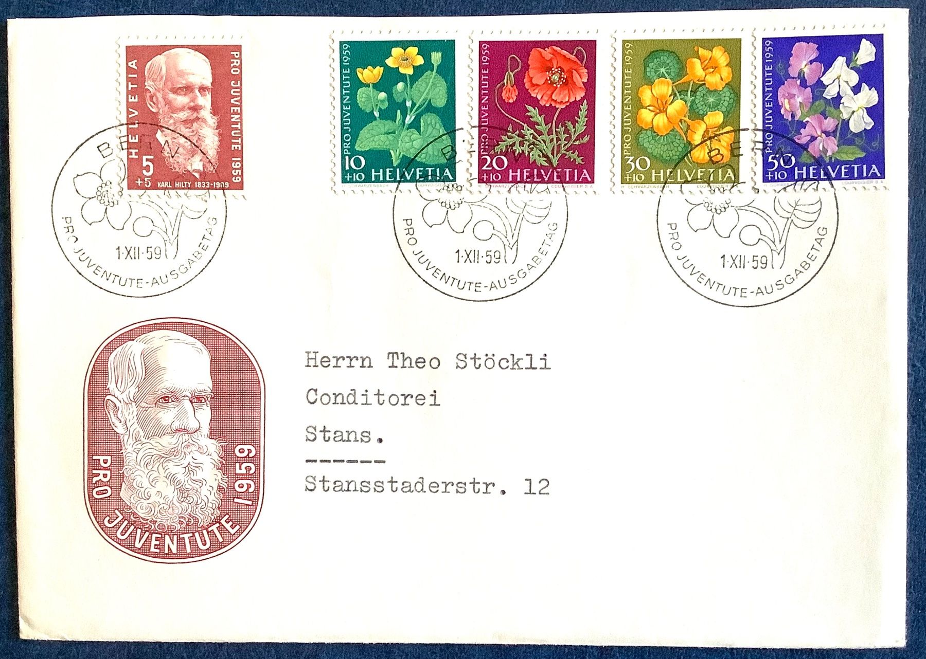 Tutti i francobolli: 1959 / FDC Pro Juventute Ilustr. nach  Stans – Usato da Liestal venduto da Skunk02