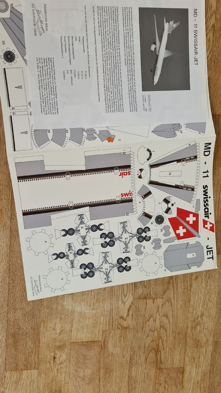 Swissair Kit di modellismo & Modellini statici: Modellbogen MD-11 Swissair-Jet – Nuovo (secondo la descrizione) da Luzern venduto da Zanclus
