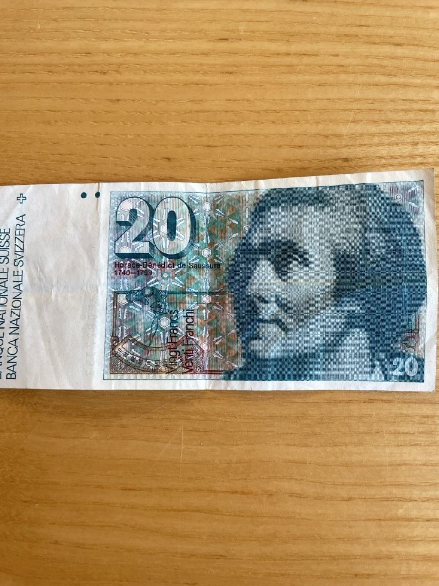 Banknoten: 20 Franken Note Schweiz 6. Serie – Gebraucht aus Wattwil von Weinachtsmann