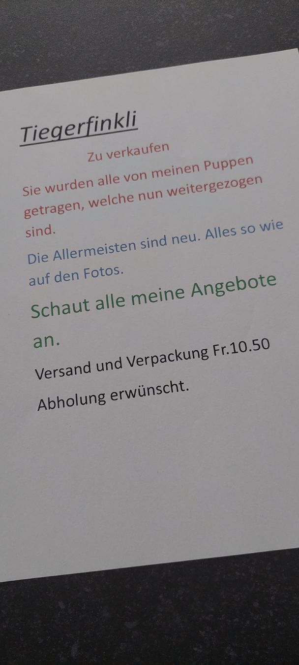 Bambole: Tiegerfinkli für Puppen oder Kinder – Nuovo (secondo la descrizione) da Muri AG venduto da nindo1 6