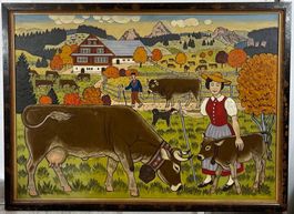 Werner Schmutz (1910-2003) Appenzeller Hofleben -naive Kunst