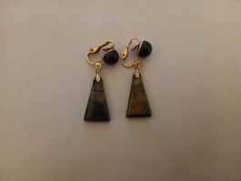 Tiger Eye Vintage Clip On Earrings
