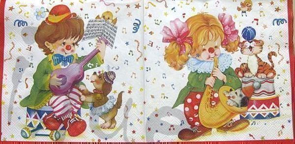 Tovaglioli: Serviette clown-kinder (d114) 2Stk. – Nuovo (secondo la descrizione) da Schlatt TG venduto da kreativ-atelier