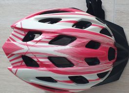 Casque vélo femme rose/blanc, taille ajustable, sécurisé