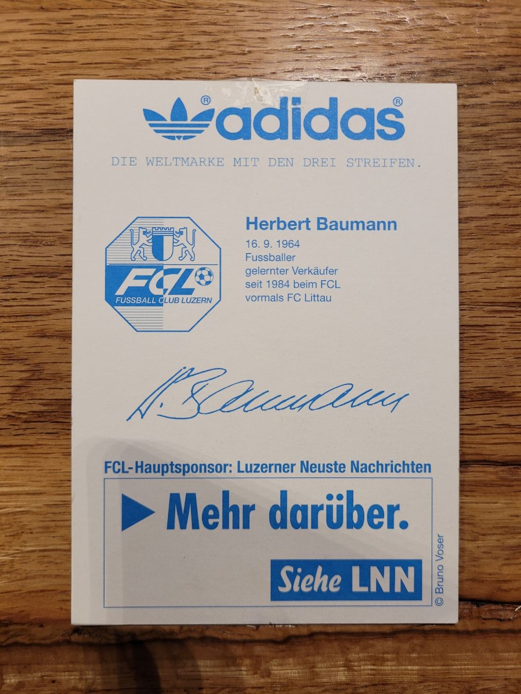 Autografi: Autogrammkarte Herbert Baumann / handsigniert / FCL – Usato da Luzern venduto da Drsnoeggels 1