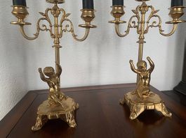 Paar antike Kerzenleuchter Napoleon ||| Bronze vergoldet