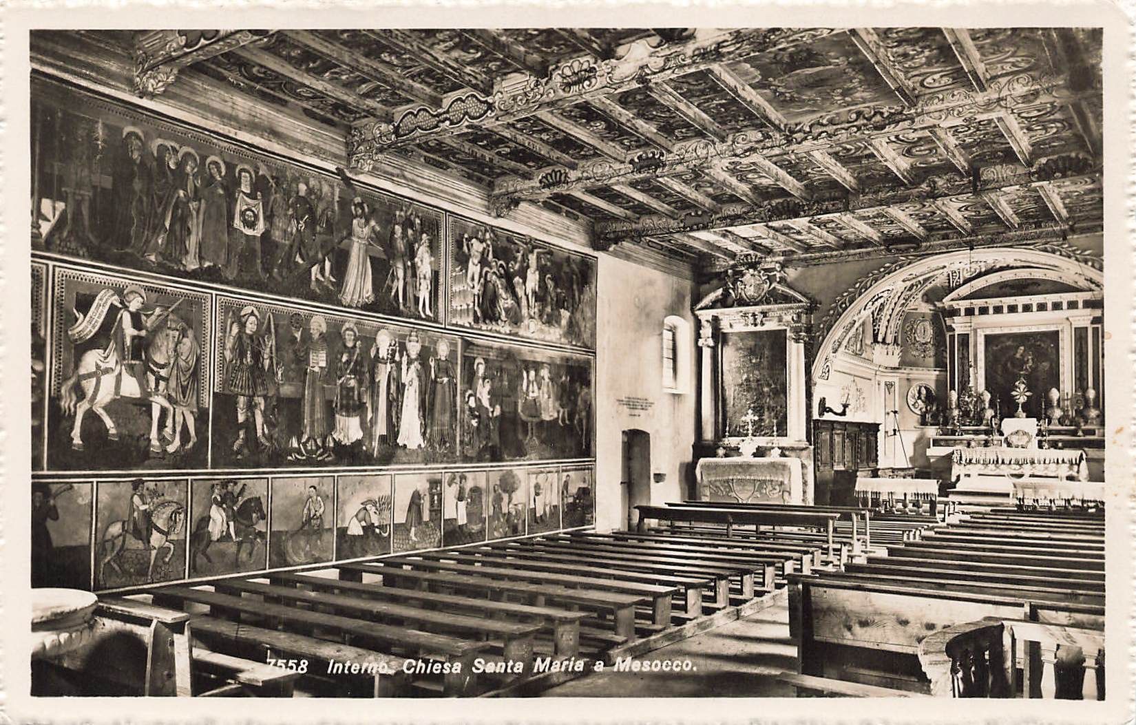 Ansichtskarten: Mesocco (GR) Kirche Santa Maria Innenansicht – Gebraucht aus Biasca von Blenio71