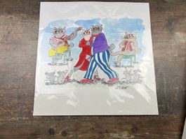 HP. Ehrat Cats Original Bild Katzen die Tanzen
