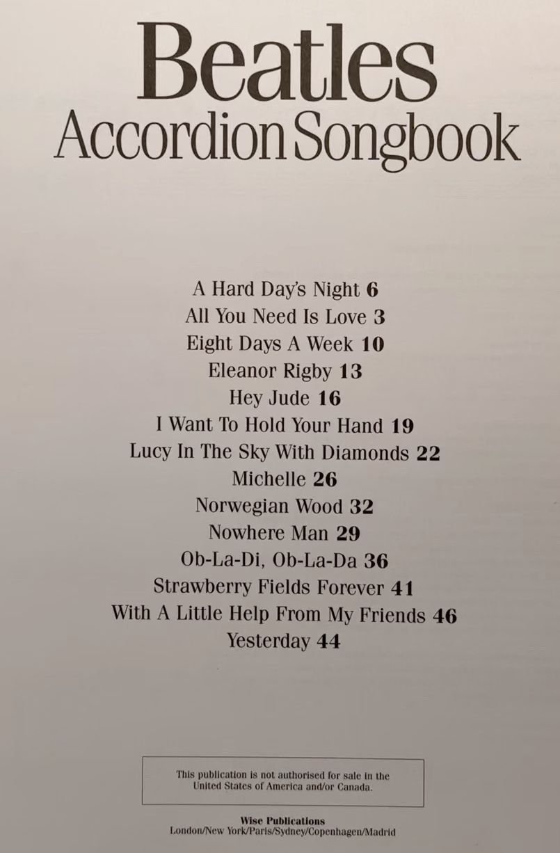 Libri: Beatles Accordion Songbook – Usato da Buttikon SZ venduto da Kaufdasbeimir 2