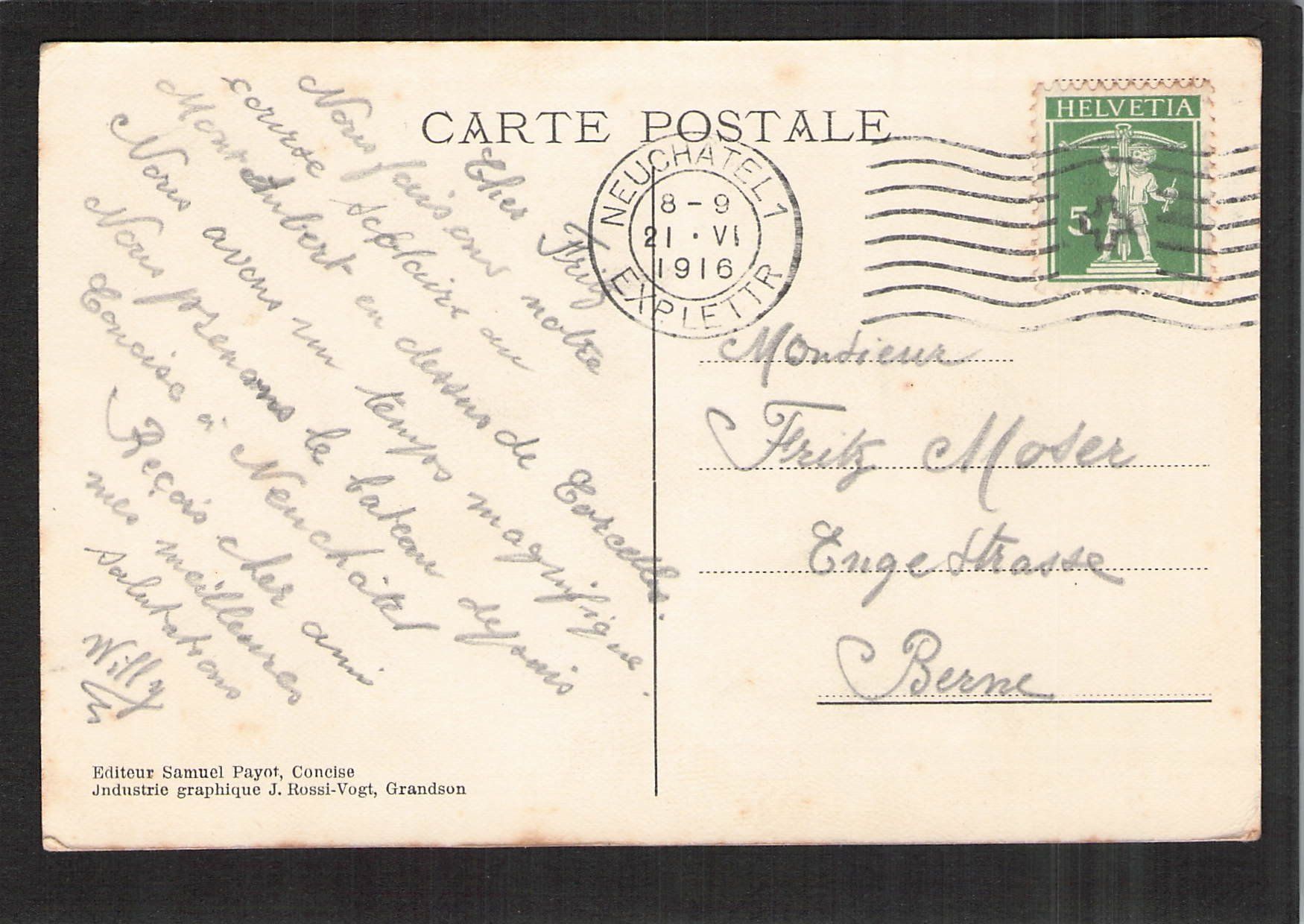 Cartoline postali: #Corcelles s. Concise VD , gel.1916 – Usato da Reichenburg venduto da Pipo-67 1