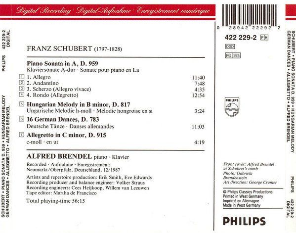 CDs: Alfred Brendel - Piano Sonata & Allegretto - Franz Schubert – Gebraucht aus Unterbäch von niquz 1