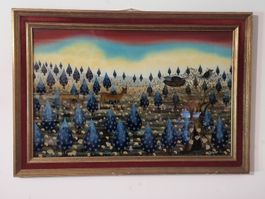 Originalgemälde „Frühlingswald mit Rehen & Vögeln“, signiert