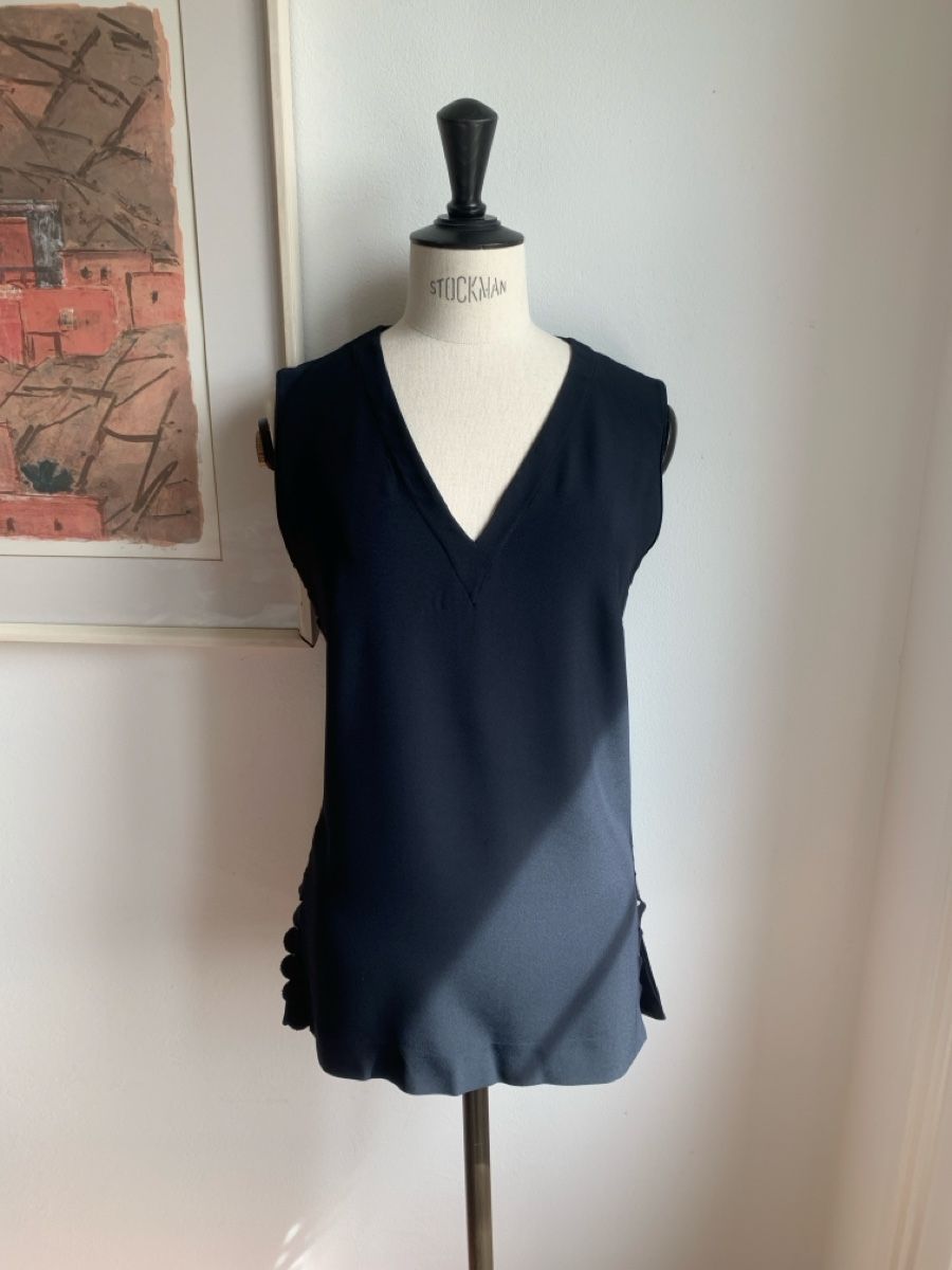 Akris Top: AKRIS: Elegante dunkelblaue Sommer-Bluse, 36 – Nuovo (secondo la descrizione) da Luzern venduto da designluzern