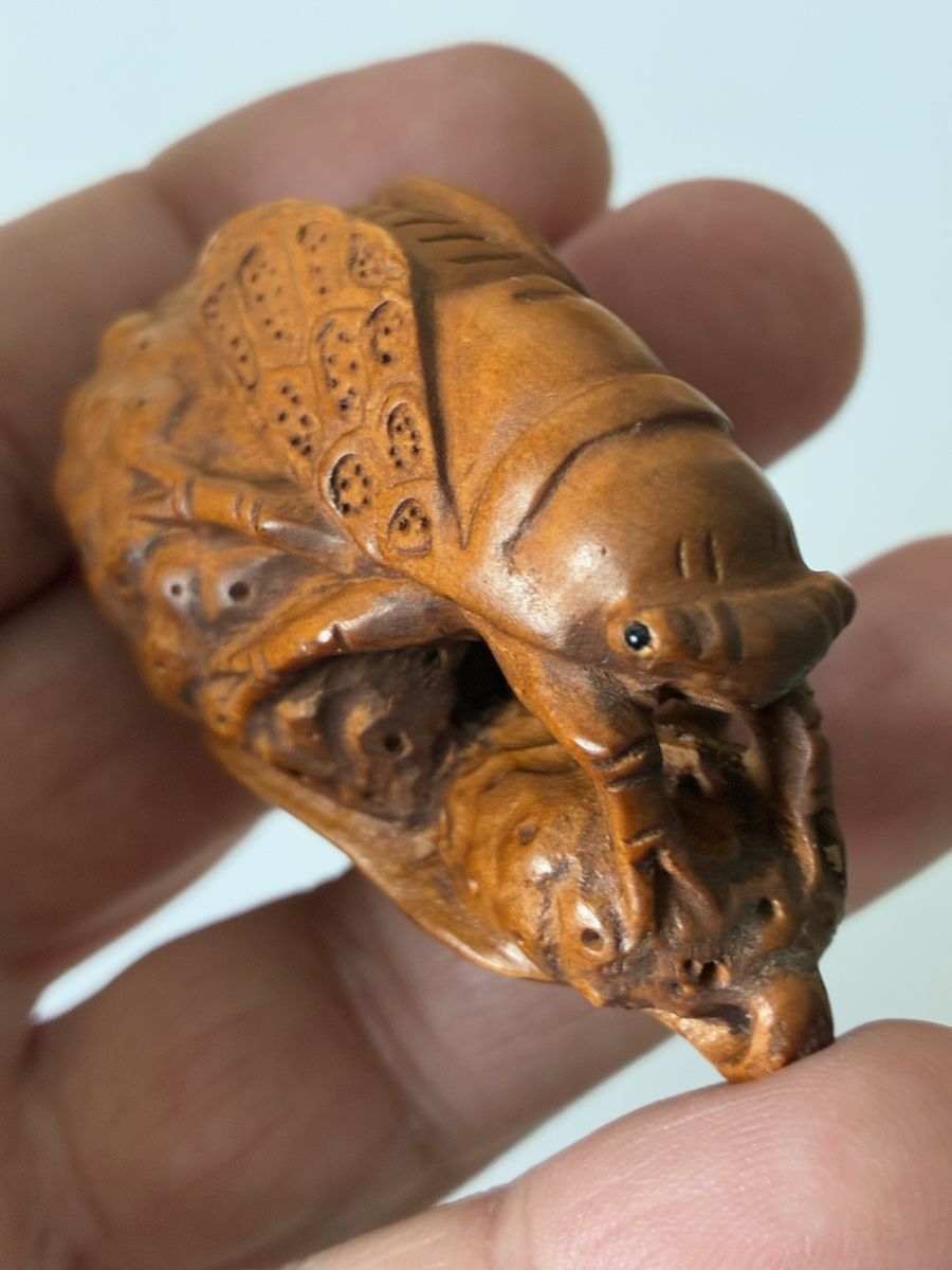 Statuette: Japon netsuke en bois de buis objet traditionnel – Usato da St-Aubin-Sauges venduto da asianart 1