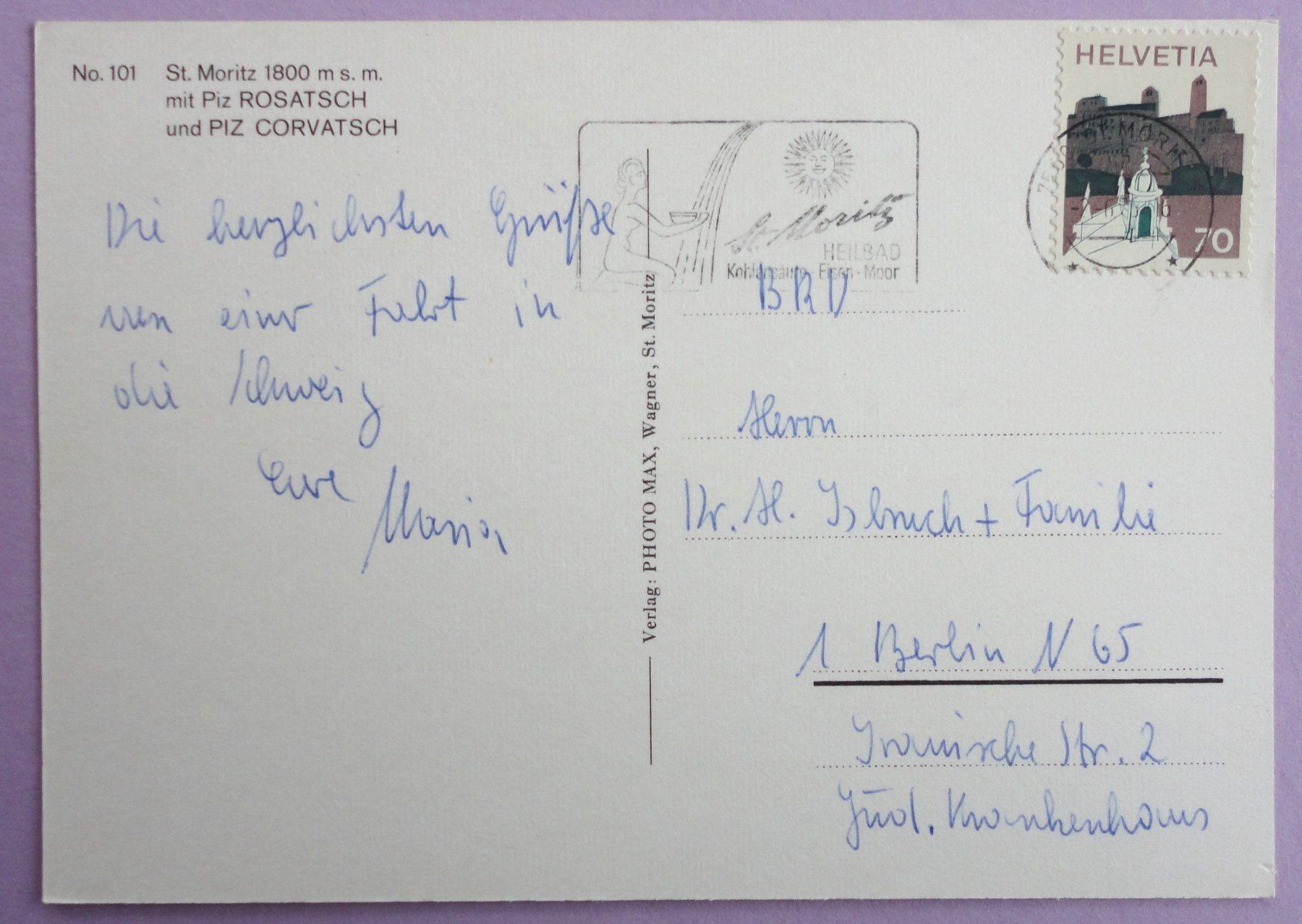 Cartoline postali: St. Moritz 1800 m s.m. – Usato da Fétigny venduto da Billy2miny 1