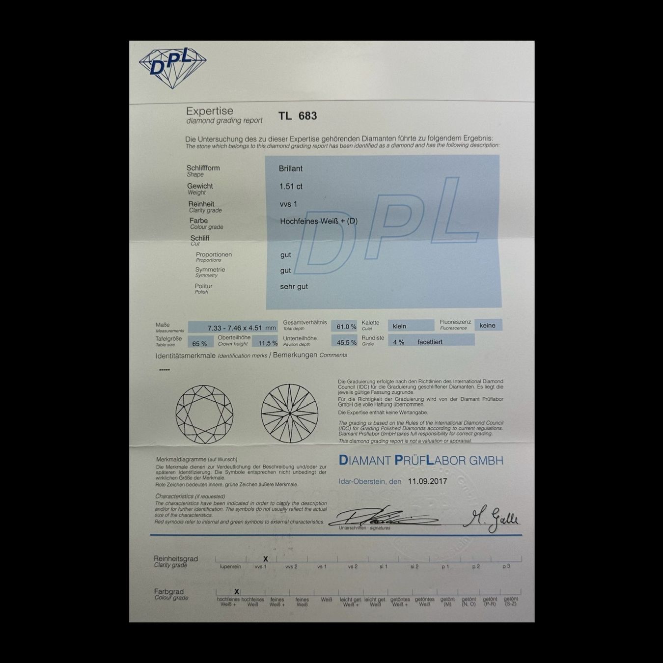 Pietre preziose: Brillant bester Farbe von 1.509 ct, D/vvs1, DPL - Report – Nuovo (secondo la descrizione) da Zuzwil SG venduto da artimmo 2