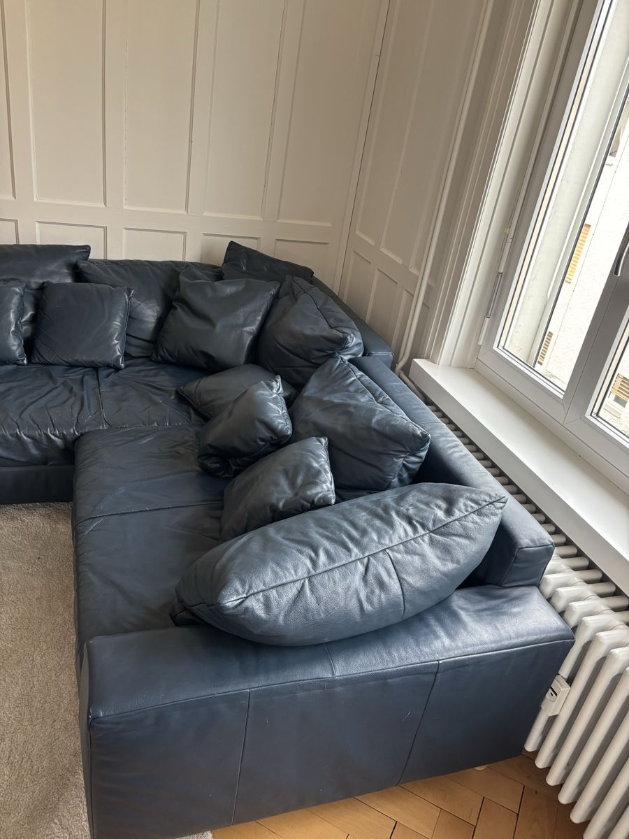 Sofas: Ecksofa aus Leder, dunkelblau – D'occasion à St. Gallen par mei_27db 1