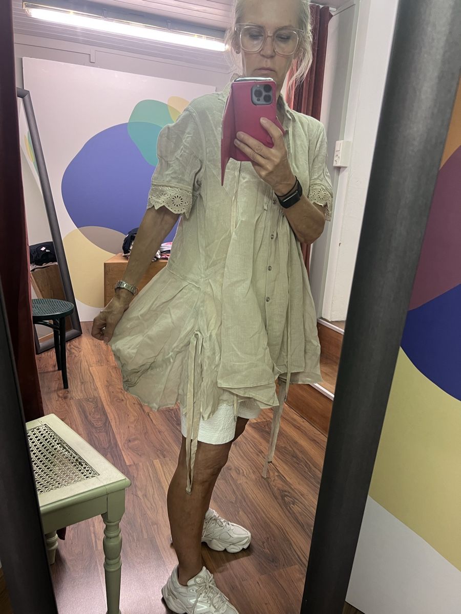 Tuniche: Leinen Tunika Ghungroo neu beige one size – Nuovo e nell'imballaggio originale da Burgdorf venduto da puppennetz 1